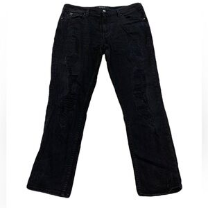 GUESS Men's Black Distressed Slim Tapered Jeans - Size 38x30